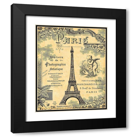Paris 1900 Black Modern Wood Framed Art Print with Double Matting by Lynea