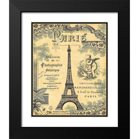 Paris 1900 Black Modern Wood Framed Art Print with Double Matting by Lynea