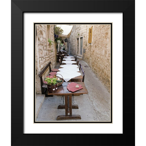 Old Village Cafe Black Modern Wood Framed Art Print with Double Matting by Anonymous