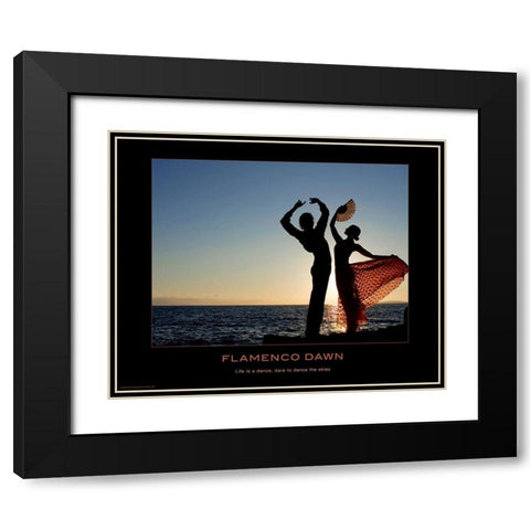 Flamenco Dawn Black Modern Wood Framed Art Print with Double Matting by Anonymous