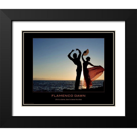 Flamenco Dawn Black Modern Wood Framed Art Print with Double Matting by Anonymous