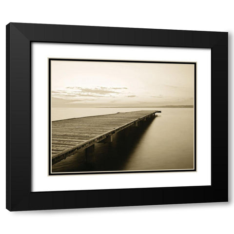 Old Wooden Pier Black Modern Wood Framed Art Print with Double Matting by Anonymous