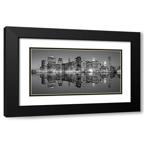 Downtown Lights Black Modern Wood Framed Art Print with Double Matting by Mortula