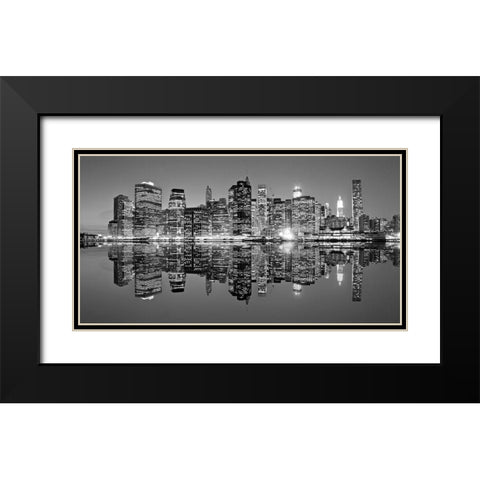 Downtown Lights Black Modern Wood Framed Art Print with Double Matting by Mortula
