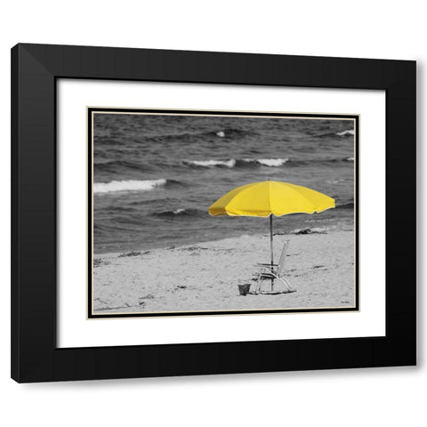 Sunny Umbrella Black Modern Wood Framed Art Print with Double Matting by Turek, Eve