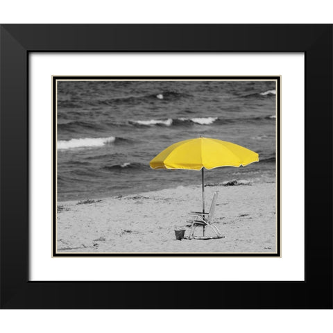 Sunny Umbrella Black Modern Wood Framed Art Print with Double Matting by Turek, Eve