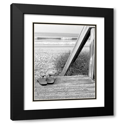 Sandals by the Sea Black Modern Wood Framed Art Print with Double Matting by Anonymous