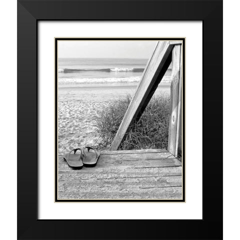 Sandals by the Sea Black Modern Wood Framed Art Print with Double Matting by Anonymous