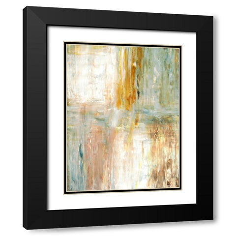 Teal and Green Abstract Painting Black Modern Wood Framed Art Print with Double Matting by Tice, C.