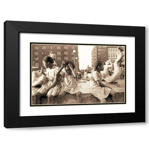 Hot Summer in the City Black Modern Wood Framed Art Print with Double Matting by Anonymous