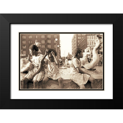 Hot Summer in the City Black Modern Wood Framed Art Print with Double Matting by Anonymous