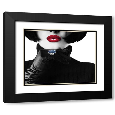 Ruby Lips I Black Modern Wood Framed Art Print with Double Matting by Anonymous