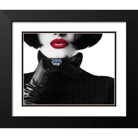 Ruby Lips I Black Modern Wood Framed Art Print with Double Matting by Anonymous