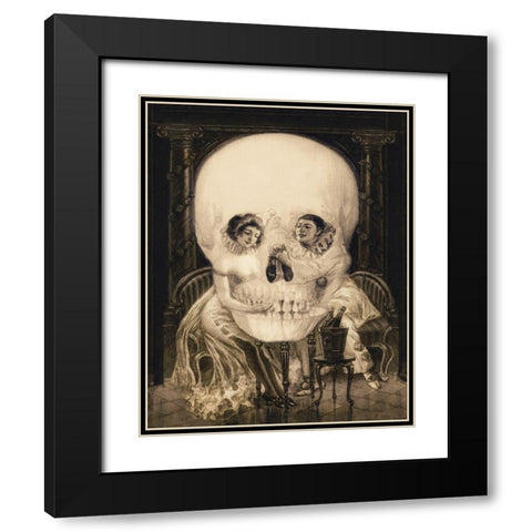Pierrots Love Black Modern Wood Framed Art Print with Double Matting by Anonymous
