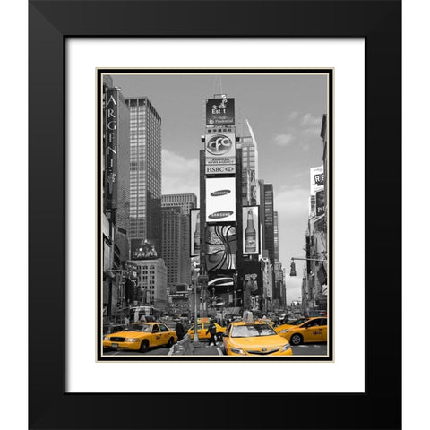 Yellow Cabs at Times Square North Black Modern Wood Framed Art Print with Double Matting by Maloratsky, Igor