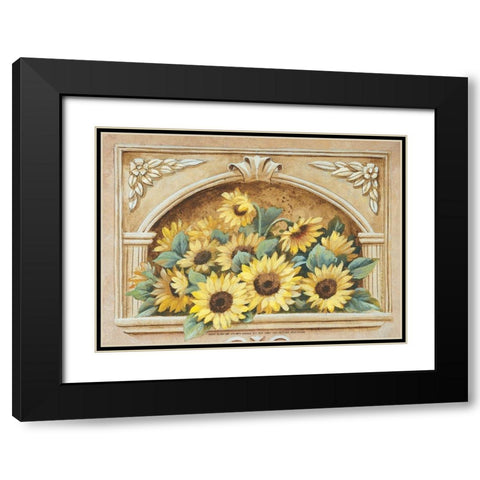 Sunflower Fresco Black Modern Wood Framed Art Print with Double Matting by Unknown