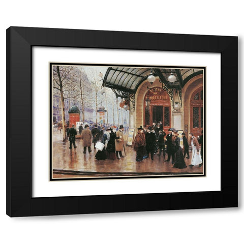 Sur la Rue Black Modern Wood Framed Art Print with Double Matting by Unknown