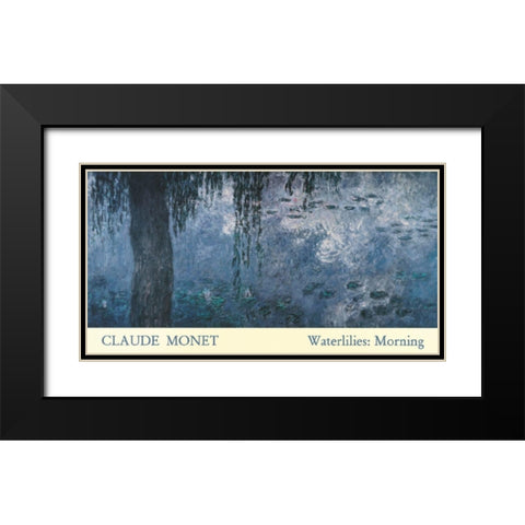 Waterlilies Black Modern Wood Framed Art Print with Double Matting by Monet, Claude