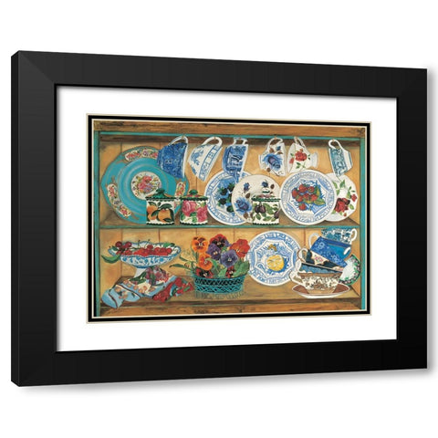 Teacups I Black Modern Wood Framed Art Print with Double Matting by Unknown