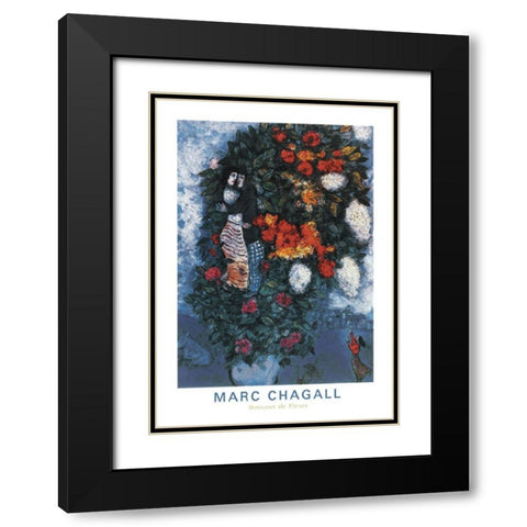Bouquet Black Modern Wood Framed Art Print with Double Matting by Chagall