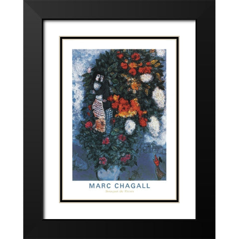 Bouquet Black Modern Wood Framed Art Print with Double Matting by Chagall