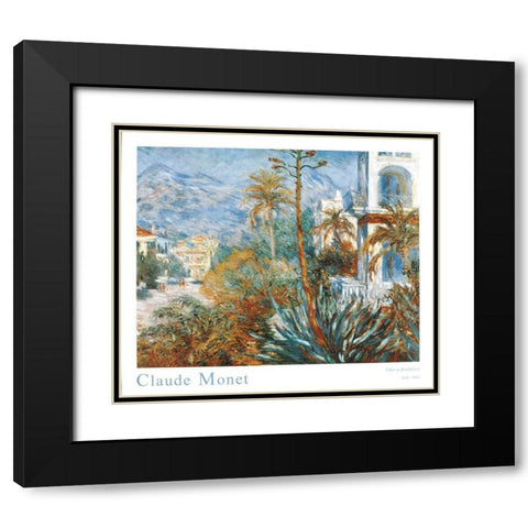Bordighera Black Modern Wood Framed Art Print with Double Matting by Monet, Claude