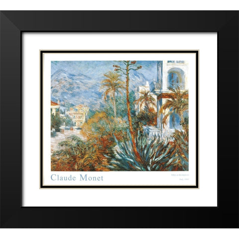 Bordighera Black Modern Wood Framed Art Print with Double Matting by Monet, Claude