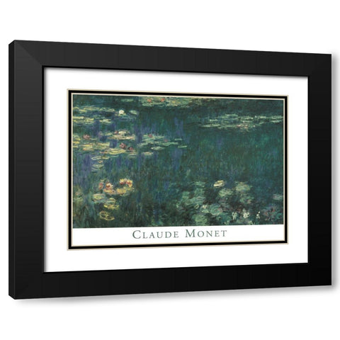 Water Lilies Black Modern Wood Framed Art Print with Double Matting by Monet, Claude