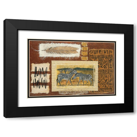 Zebra Safari Black Modern Wood Framed Art Print with Double Matting by Unknown