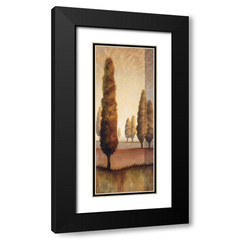 Toscany Tree Panel II Black Modern Wood Framed Art Print with Double Matting by Unknown