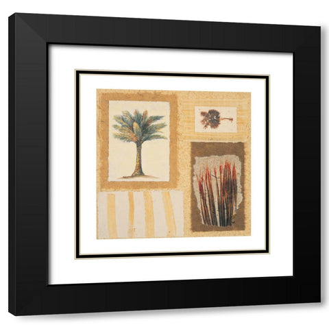 Palm Collage I Black Modern Wood Framed Art Print with Double Matting by Unknown
