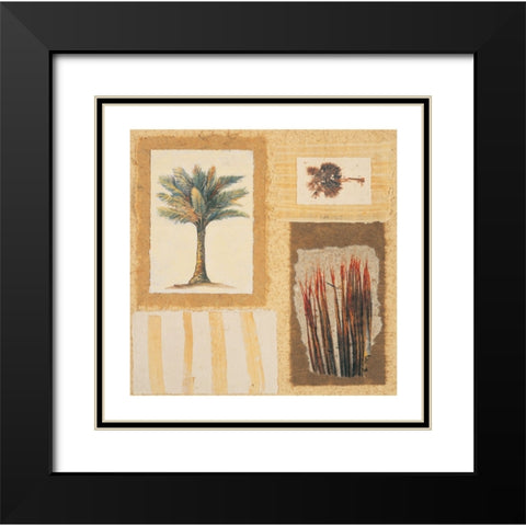 Palm Collage I Black Modern Wood Framed Art Print with Double Matting by Unknown