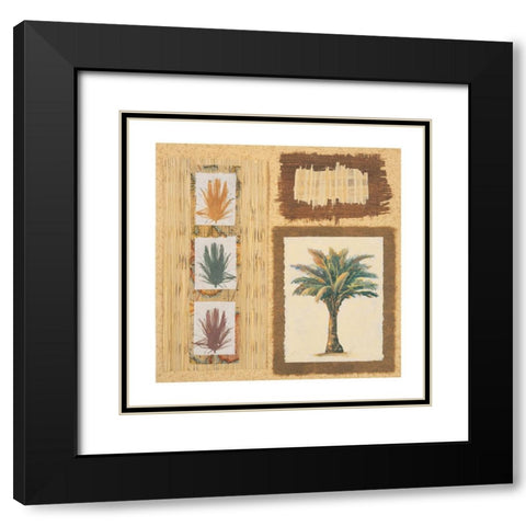 Palm Collage II Black Modern Wood Framed Art Print with Double Matting by Unknown