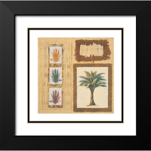 Palm Collage II Black Modern Wood Framed Art Print with Double Matting by Unknown