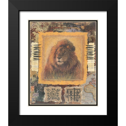 Lion Stamp Black Modern Wood Framed Art Print with Double Matting by Unknown