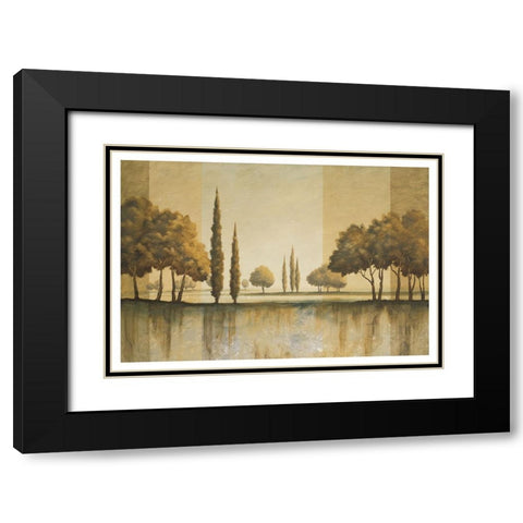 Golden Trees Black Modern Wood Framed Art Print with Double Matting by Unknown