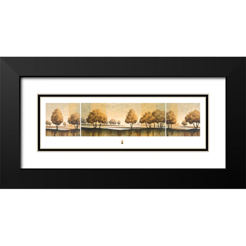 Golden Trees Tryp Black Modern Wood Framed Art Print with Double Matting by Unknown