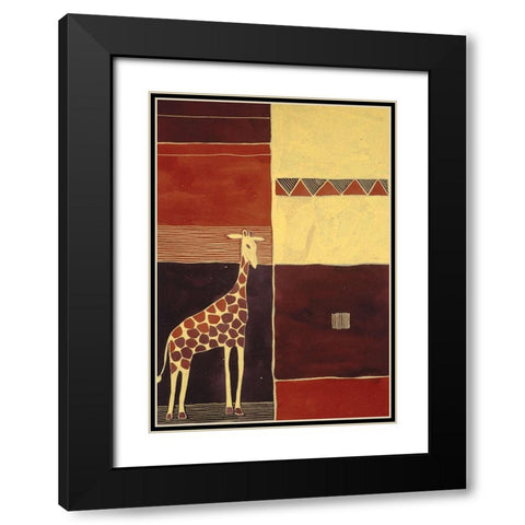 Abstract Giraffe Black Modern Wood Framed Art Print with Double Matting by Unknown