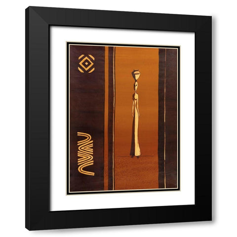 African Doll Black Modern Wood Framed Art Print with Double Matting by Unknown