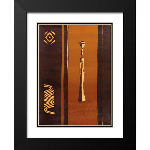 African Doll Black Modern Wood Framed Art Print with Double Matting by Unknown