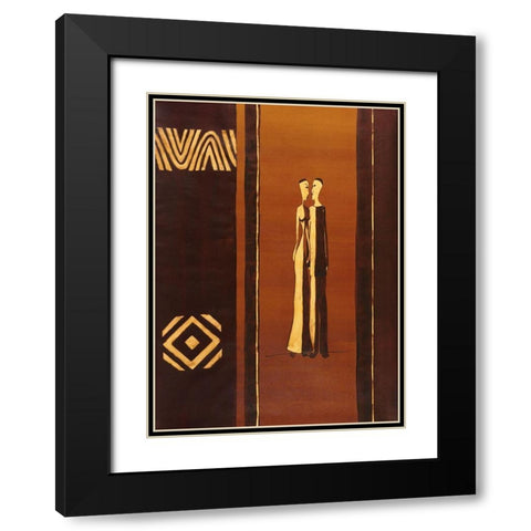 African Couple Black Modern Wood Framed Art Print with Double Matting by Unknown