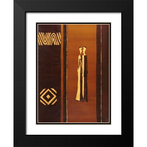 African Couple Black Modern Wood Framed Art Print with Double Matting by Unknown