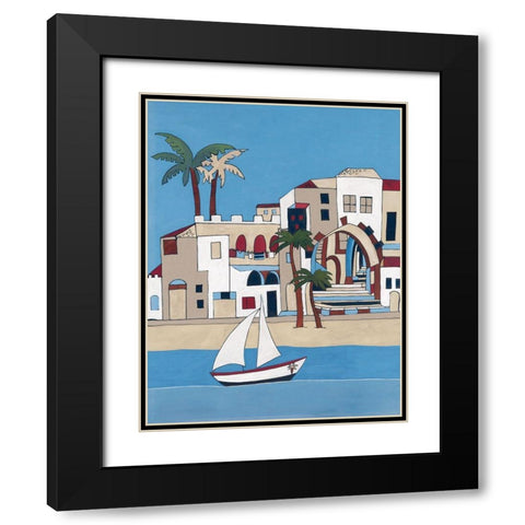 Seaside Village II Black Modern Wood Framed Art Print with Double Matting by Unknown