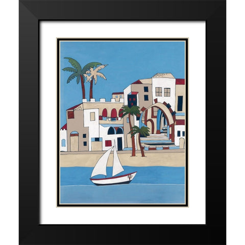 Seaside Village II Black Modern Wood Framed Art Print with Double Matting by Unknown