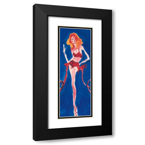 Girly Girl Blue Black Modern Wood Framed Art Print with Double Matting by Unknown