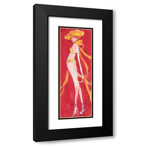 Girly Girl Yellow Black Modern Wood Framed Art Print with Double Matting by Unknown
