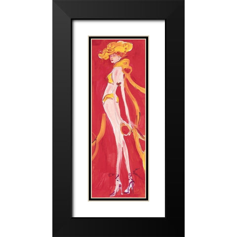 Girly Girl Yellow Black Modern Wood Framed Art Print with Double Matting by Unknown