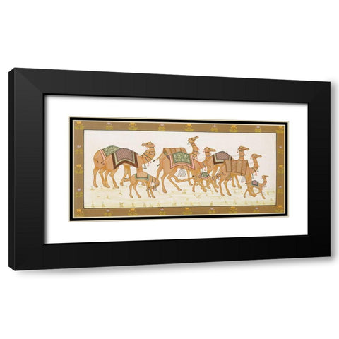 Camels Panel Black Modern Wood Framed Art Print with Double Matting by Unknown