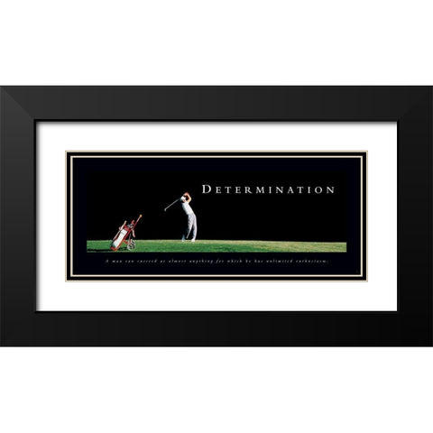 Determination - Golfer Black Modern Wood Framed Art Print with Double Matting by Frontline