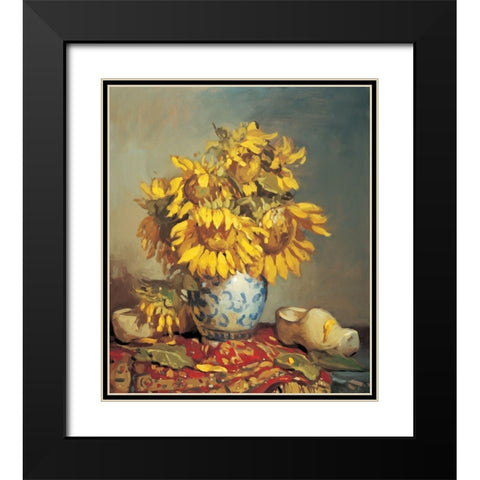 Sunflowers in Vase I Black Modern Wood Framed Art Print with Double Matting by Unknown